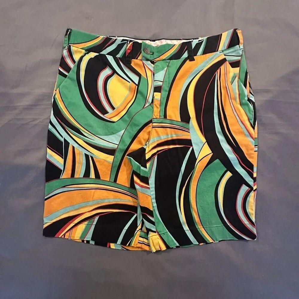 Loudmouth Golf Shorts Mens 38 Chino Orange Swirls Gone Wild Flat Front Outdoors
